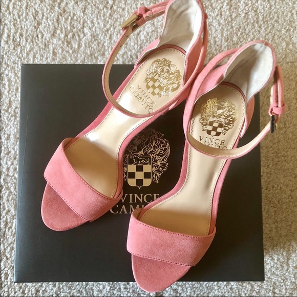 NIB VINCE CAMUTO Corlina Ankle Strap Suede Sandal Heels Pink - Picture 4 of 9